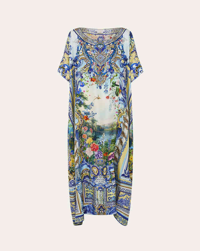 Wall To Wall Wonders Silk Maxi Kaftan Dress